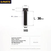 S-PARTS A3 Series M8 L10-120mm Black Titanium Screws for Bike | Motorcycle / Auto - Detail 13