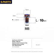 S-PARTS A3 Series M8 L10-120mm Blue Titanium Screws for Bike | Motorcycle / Auto - Detail 6