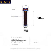 S-PARTS A3 Series M8 L10-120mm Blue Titanium Screws for Bike | Motorcycle / Auto - Detail 12