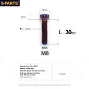 S-PARTS A3 Series M8 L10-120mm Blue Titanium Screws for Bike | Motorcycle / Auto - Detail 13