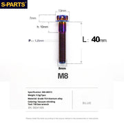 S-PARTS A3 Series M8 L10-120mm Blue Titanium Screws for Bike | Motorcycle / Auto - Detail 15