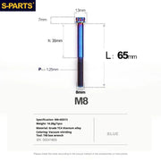 S-PARTS A3 Series M8 L10-120mm Blue Titanium Screws for Bike | Motorcycle / Auto - Detail 20