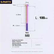 S-PARTS A3 Series M8 L10-120mm Candy Color Titanium Screws for Bike | Motorcycle / Auto - Detail 6
