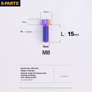 S-PARTS A3 Series M8 L10-120mm Candy Color Titanium Screws for Bike | Motorcycle / Auto - Detail 8