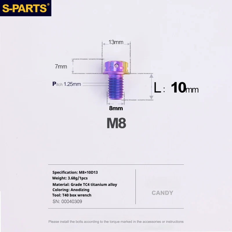S-PARTS A3 Series M8 L10-120mm Candy Color Titanium Screws for Bike | Motorcycle / Auto - Detail 14