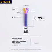 S-PARTS A3 Series M8 L10-120mm Candy Color Titanium Screws for Bike | Motorcycle / Auto - Detail 18