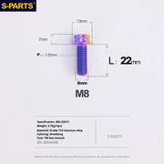 S-PARTS A3 Series M8 L10-120mm Candy Color Titanium Screws for Bike | Motorcycle / Auto - Detail 21