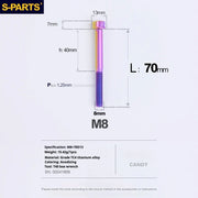 S-PARTS A3 Series M8 L10-120mm Candy Color Titanium Screws for Bike | Motorcycle / Auto - Detail 23