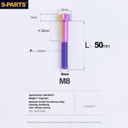 S-PARTS A3 Series M8 L10-120mm Candy Color Titanium Screws for Bike | Motorcycle / Auto - Detail 30