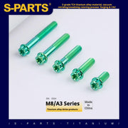 S-PARTS A3 Series M8 L10-120mm Green Titanium Screws for Bike | Motorcycle / Auto