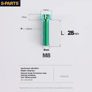S-PARTS A3 Series M8 L10-120mm Green Titanium Screws for Bike | Motorcycle / Auto - Detail 12