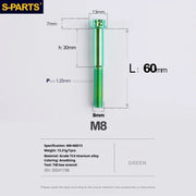 S-PARTS A3 Series M8 L10-120mm Green Titanium Screws for Bike | Motorcycle / Auto - Detail 19