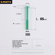 S-PARTS A3 Series M8 L10-120mm Green Titanium Screws for Bike | Motorcycle / Auto - Detail 20
