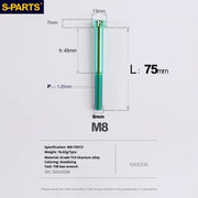 S-PARTS A3 Series M8 L10-120mm Green Titanium Screws for Bike | Motorcycle / Auto - Detail 22
