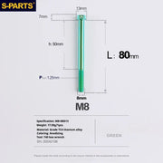 S-PARTS A3 Series M8 L10-120mm Green Titanium Screws for Bike | Motorcycle / Auto - Detail 23