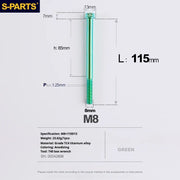 S-PARTS A3 Series M8 L10-120mm Green Titanium Screws for Bike | Motorcycle / Auto - Detail 30