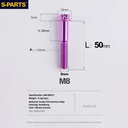 S-PARTS A3 Series M8 L10-120mm Purple Titanium Screws for Bike | Motorcycle / Auto - Detail 17