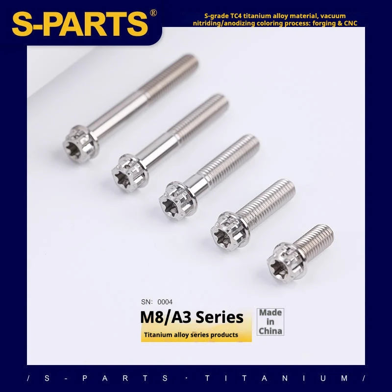 S-PARTS A3 Series M8 L10-120mm Titanium Color Titanium Screws for Bike | Motorcycle / Auto