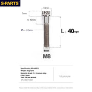 S-PARTS A3 Series M8 L10-120mm Titanium Color Titanium Screws for Bike | Motorcycle / Auto - Detail 15