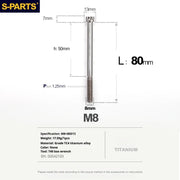 S-PARTS A3 Series M8 L10-120mm Titanium Color Titanium Screws for Bike | Motorcycle / Auto - Detail 23