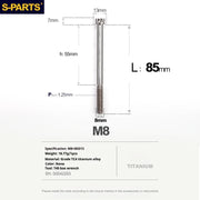 S-PARTS A3 Series M8 L10-120mm Titanium Color Titanium Screws for Bike | Motorcycle / Auto - Detail 24