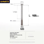 S-PARTS A3 Series M8 L10-120mm Titanium Color Titanium Screws for Bike | Motorcycle / Auto - Detail 28