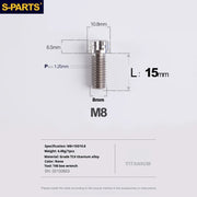 S-PARTS A3 Series M8 L15-45mm D10.8 Small Nuts Titanium Screws for Bike | Motorcycle / Auto - Detail 8