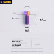S-PARTS A3 Series M8 L15-45mm D10.8 Small Nuts Titanium Screws for Bike | Motorcycle / Auto - Detail 9