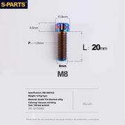 S-PARTS A3 Series M8 L15-45mm D10.8 Small Nuts Titanium Screws for Bike | Motorcycle / Auto - Detail 13
