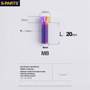 S-PARTS A3 Series M8 L15-45mm D10.8 Small Nuts Titanium Screws for Bike | Motorcycle / Auto - Detail 17