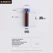 S-PARTS A3 Series M8 L15-45mm D10.8 Small Nuts Titanium Screws for Bike | Motorcycle / Auto - Detail 22