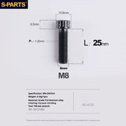 S-PARTS A3 Series M8 L15-45mm D10.8 Small Nuts Titanium Screws for Bike | Motorcycle / Auto - Detail 23