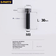 S-PARTS A3 Series M8 L15-45mm D10.8 Small Nuts Titanium Screws for Bike | Motorcycle / Auto - Detail 29