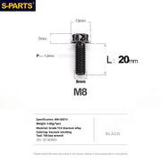 S-PARTS A3 Series M8 L20mm P1.0 Fine Thread Titanium Screws for Bike | Motorcycle / Car - Detail 10