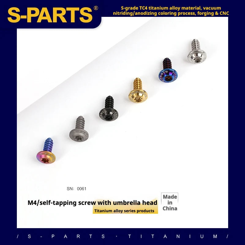 S-PARTS A3 Umbrella Head Self-Tapping M4 Titanium Screws | L12-30mm D8.5 | Bike Motorcycle Car