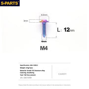 S-PARTS A3 Umbrella Head Self-Tapping M4 Titanium Screws | L12-30mm D8.5 | Bike Motorcycle Car - Detail 9