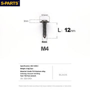S-PARTS A3 Umbrella Head Self-Tapping M4 Titanium Screws | L12-30mm D8.5 | Bike Motorcycle Car - Detail 10