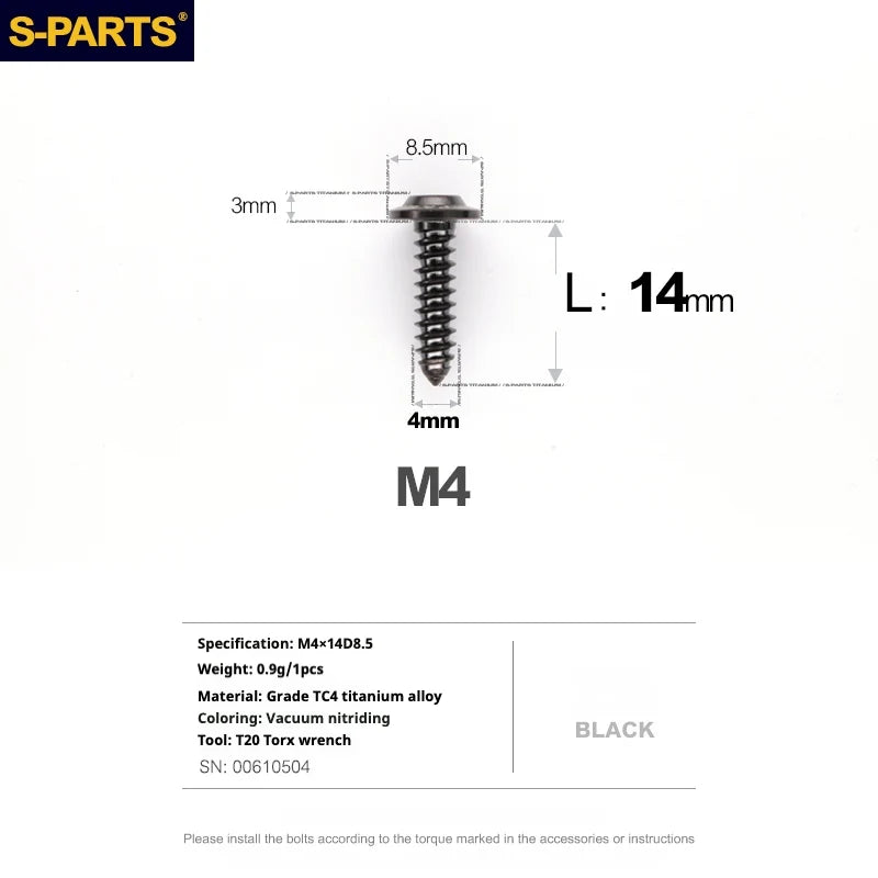 S-PARTS A3 Umbrella Head Self-Tapping M4 Titanium Screws | L12-30mm D8.5 | Bike Motorcycle Car - Detail 13