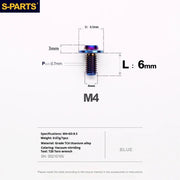 S-PARTS A3 Umbrella Head M4 Titanium Screws | L06-35mm D8.5 | Motorcycle / Car TC4 Bolts - Detail 6