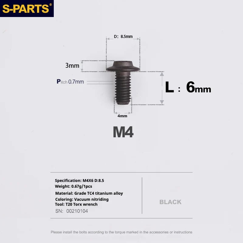 S-PARTS A3 Umbrella Head M4 Titanium Screws | L06-35mm D8.5 | Motorcycle / Car TC4 Bolts - Detail 12
