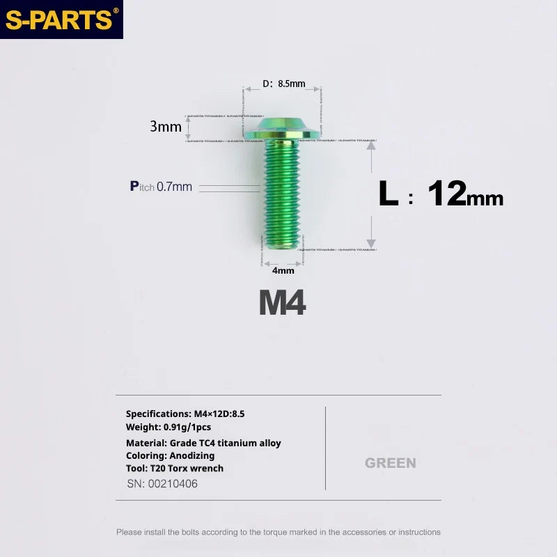 S-PARTS A3 Umbrella Head M4 Titanium Screws | L06-35mm D8.5 | Motorcycle / Car TC4 Bolts - Detail 30