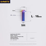 S-PARTS A3 Umbrella Head M4 Titanium Screws | L06-35mm D8.5 | Motorcycle / Car TC4 Bolts - Detail 45