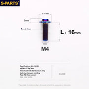 S-PARTS A3 Umbrella Head M4 Titanium Screws | L06-35mm D8.5 | Motorcycle / Car TC4 Bolts - Detail 46