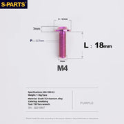 S-PARTS A3 Umbrella Head M4 Titanium Screws | L06-35mm D8.5 | Motorcycle / Car TC4 Bolts - Detail 52