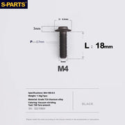 S-PARTS A3 Umbrella Head M4 Titanium Screws | L06-35mm D8.5 | Motorcycle / Car TC4 Bolts - Detail 53