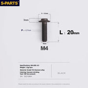 S-PARTS A3 Umbrella Head M4 Titanium Screws | L06-35mm D8.5 | Motorcycle / Car TC4 Bolts - Detail 55