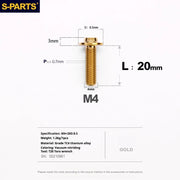 S-PARTS A3 Umbrella Head M4 Titanium Screws | L06-35mm D8.5 | Motorcycle / Car TC4 Bolts - Detail 56