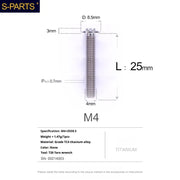 S-PARTS A3 Umbrella Head M4 Titanium Screws | L06-35mm D8.5 | Motorcycle / Car TC4 Bolts - Detail 64