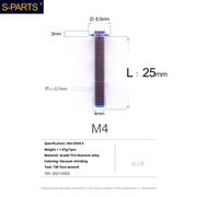 S-PARTS A3 Umbrella Head M4 Titanium Screws | L06-35mm D8.5 | Motorcycle / Car TC4 Bolts - Detail 68