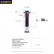 S-PARTS A3 Umbrella Head M4 Titanium Screws | L06-35mm D8.5 | Motorcycle / Car TC4 Bolts - Detail 70